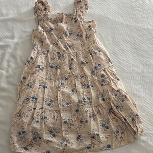 Charming Floral Dress in Cream and Blue